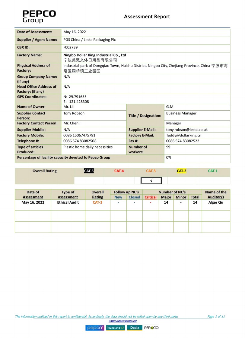 PEPCO 人權驗廠報告